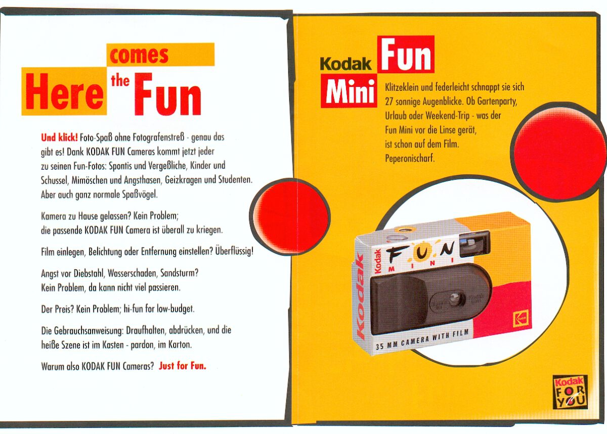 Kodak Fun-Cameras Faltblatt 1996